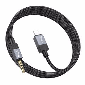 AUX kabelis Jack 3,5 mm (tēviņš) uz Lightning (tēviņš) Hoco 1 m UPA32A melns