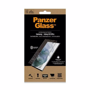 PanzerGlass E2E Microfracture antibakteriālais stikls Samsung Galaxy S22 Ultra - ar melnu rāmi