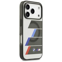 BMW M IML metāla pogas trīskrāsu līnijas magnētiskais viedtālruņa apvalks iPhone 17 Pro Max - pelēks