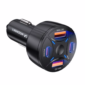Wozinsky WLS-04 60W automašīnas lādētājs, 2xUSB-C un 2xUSB-A, melns