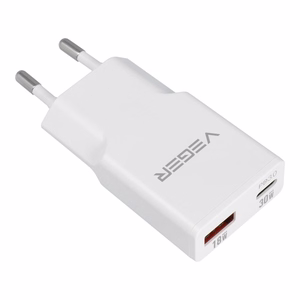 Зарядное устройство для телефона VEGER USB A + USB C QC PD 30W 30W1A1C белый