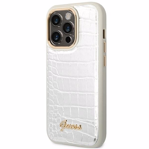 Guess Croco Collection viedtālruņa apvalks iPhone 14 Pro 6.1 - sudrabains