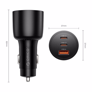 Orico PowerLink 165W USB-A + 2x USB-C auto lādētājs - melns