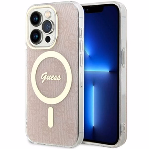 Guess GUHMP14LH4STP iPhone 14 Pro 6.1" rozā/rozā cietais apvalks 4G MagSafe