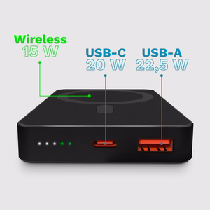 Krüger&Matz magnētiskais bezvadu ārējais akumulators, 10000 mAh, melns