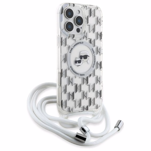 Karl Lagerfeld IML Crossbody Monogram Karl & Choupette Head MagSafe Case for iPhone 16 Pro - Clear