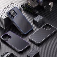 Rock Kevlar sērijas Aramīda šķiedras viedtālruņa apvalks Iphone 15 Pro Max melns