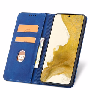 Magnet Fancy viedtālruņa apvalks Samsung Galaxy S22+ (S22 Plus) ar maku un karšu turētāju, zils