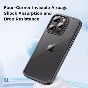 Rock Guard sērijas viedtālruņa apvalks Iphone 16 Pro Max caurspīdīgs-melns