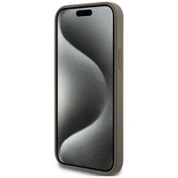 DKNY Ādas raksts metāla logotips Magnētiskais viedtālruņa apvalks iPhone 15 Plus / 14 Plus - brūna