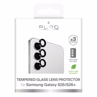 Puro rūdīts stikls for the rear camera for Samsung Galaxy S26/S26 Plus - with a melns frame