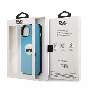 Karl Lagerfeld Ādas Ikonik Karl's Head Metāla apvalks iPhone 13 mini - zils