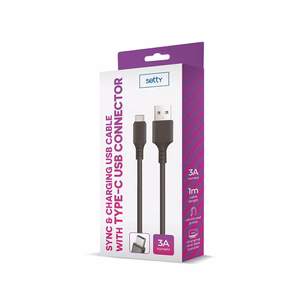 Setty kabelis USB - USB-C 1,0 m 3A melns
