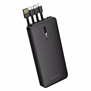 Borofone Внешний аккумулятор 10000mAh BJ84 Smooth - USB - с кабелями USB, Type C, Lightning и Micro USB чёрный