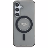 Guess Kristāli Drukāts Klasiskais Logotips Magnētiskais Samsung Galaxy S25 viedtālruņa apvalks melna