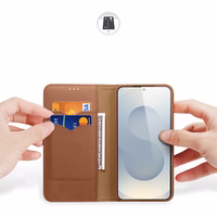 Dux Ducis Hivo apvalks Samsung Galaxy S25 Edge - ar flip funkciju un RFID aizsardzību - brūns