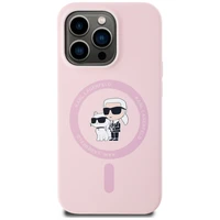 Karl Lagerfeld silikona Karl&Choupette Magnētiskais viedtālruņa apvalks iPhone 14 Pro - rozā