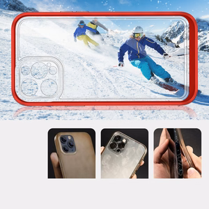 Skaidrs 3in1 vāciņš iPhone 12 Pro Max rāmis želeja sarkana krāsa