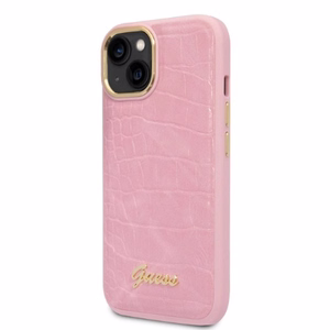 Guess Croco Collection viedtālruņa apvalks iPhone 14 - rozā