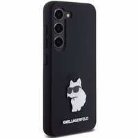 Karl Lagerfeld Silikona Choupette Metal Pin viedtālruņa apvalks Samsung Galaxy S24 - melns