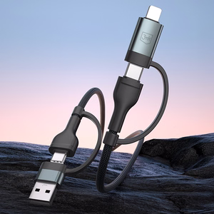 3mk Hyper Cable N-SERIES 2 in 2 USB-A / USB-C un USB-C / Lightning 1,2 m QC 3.0 9V/2A 60W - melns