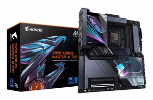 GIGABYTE Z890 AORUS MASTER AI TOP mātesplate — atbalsta Intel Core Ultra (Series 2) procesorus, 20+1+2 fāžu VRM, DDR5 līdz 9500 MHz (OC), PCIe 5.0 M.2, Wi-Fi 7, Thunderbolt 4