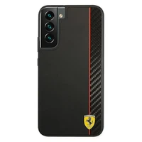 Viedtālruņa vāciņš Ferrari FESAXHCS22MBK S22+ S906 melns kietais vāciņš On Track Carbon Stripe