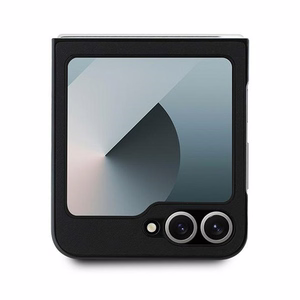 Mercedes Leather Wood Imitation MagSafe viedtālruņa apvalks Samsung Galaxy Z Flip 6 - melns