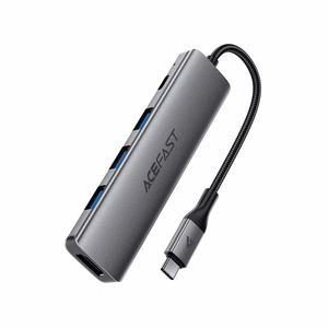 Acefast J16 USB sadalītājs USB-C 5-in-1 HDMI 4K 60Hz PD90W dokstacija - pelēks