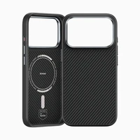 Benks magnētiskais Armor Pro Kevlar viedtālruņa apvalks ar metāla rāmi 600D (A069) Iphone 17 Pro melns (ar kameras vadības pogu)