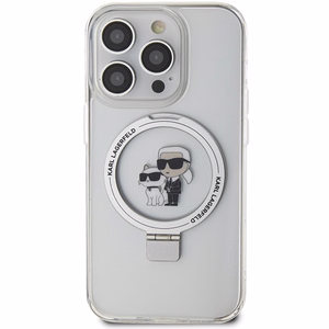 Karl Lagerfeld Magnētiskais viedtālruņa apvalks ar gredzena statīvu Karl&Choupette MagSafe iPhone 13 Pro / 13 - balts