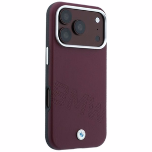 BMW maciņš IPHONE 18 Pro/17 Pro saderīgs ar MagSafe (Sign Inclined Deboss Letters) (krāsa: bordo)