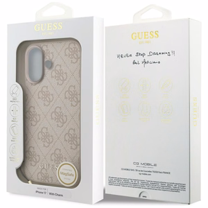Guess 4G Charms Collection Magnētiskais viedtālruņa apvalks iPhone 17 - rozā
