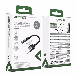 Acefast J13 USB-A uz 3.5mm mini jack adapteris - melns