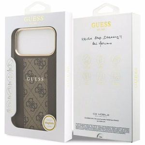 Guess 4G Stripe Magnētiskais viedtālruņa apvalks iPhone 17 Pro Max - brūna