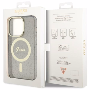 Guess GUHMP14LHCMCGK iPhone 14 Pro 6.1" melns/melns cietais apvalks Spīdumi Zelts MagSafe
