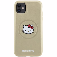 Hello Kitty ādas Kitty Head magnētiskais viedtālruņa apvalks iPhone 11 / Xr - zelta