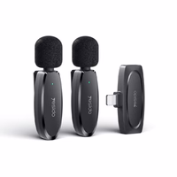 YESIDO KR14 MICROPHONE MEMS 2PCS WITH CLIP LIGHTNING BEZVADU 2,4GHz melns