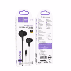 HOCO vadu austiņas Type C ar mikrofonu M114 melnas