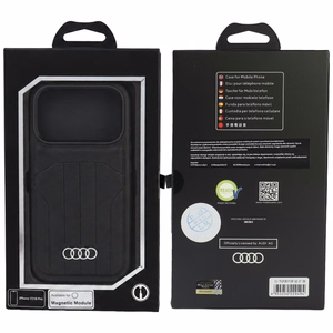 Audi sintētiskās ādas vāciņš modelim iPhone 18 Pro / 17 Pro, saderīgs ar MagSafe – melns