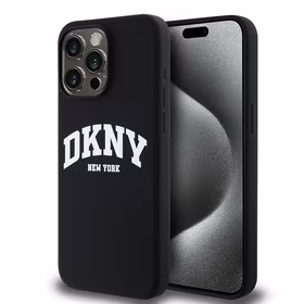DKNY Liquid Silicone White Printed Logo MagSafe Viedtālruņa apvalks iPhone 14 Pro Max - melns (m)