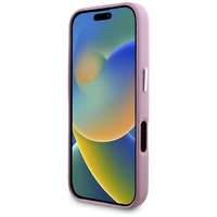 Karl Lagerfeld Saffiano pilnībā pārklāts iegarena metāla logotipa magnētiskais viedtālruņa apvalks iPhone 16 - rozā