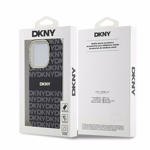 DKNY IML mono un svītrainais magnētiskais viedtālruņa apvalks iPhone 15 Pro – melns