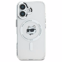 Karl Lagerfeld IML Metal Choupette Head magnētiskais viedtālruņa apvalks iPhone 16 Plus - balts