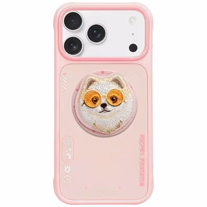 Nimmy Glasses Cool Dog magnētiskais viedtālruņa apvalks iPhone 17 - rozā