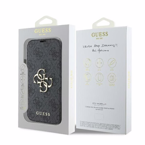 Guess 4G Metal Logo viedtālruņa apvalks iPhone 16 - melns