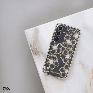 Case-Mate Floral Gems vāciņš ierīcei Samsung Galaxy S24, zelta krāsā
