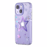 Kingxbar Heart Star Series viedtālruņa apvalks iPhone 14 Plus violeta zvaigznes apvalks