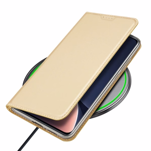 Dux Ducis Skin Pro viedtālruņa apvalks Xiaomi 13 Pro ar kartes turētāju un zelta statīvu