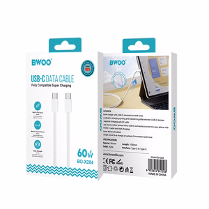 BWOO Kabelis USB-C - USB-C 1m 60W iPhone 15 BO-X284 balts